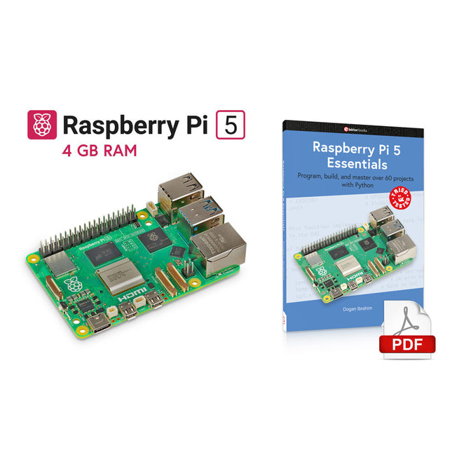 Bundle: Raspberry Pi 5 (4 GB) + Raspberry Pi 5 Essentials (E-book)