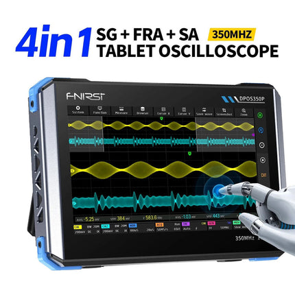 FNIRSI DPOS350P (4-in-1) 2-ch Tablet Oscilloscope (350 MHz) + Signal Generator + Frequency Response Analyzer + Spectrum Analyzer