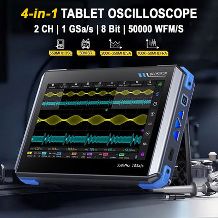 FNIRSI DPOS350P (4-in-1) 2-ch Tablet Oscilloscope (350 MHz) + Signal Generator + Frequency Response Analyzer + Spectrum Analyzer