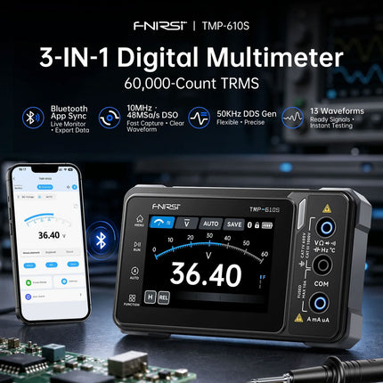 FNIRSI TMP-610S (3-in-1) Multimeter (60,000 Counts) + Oscilloscope + Signal Generator