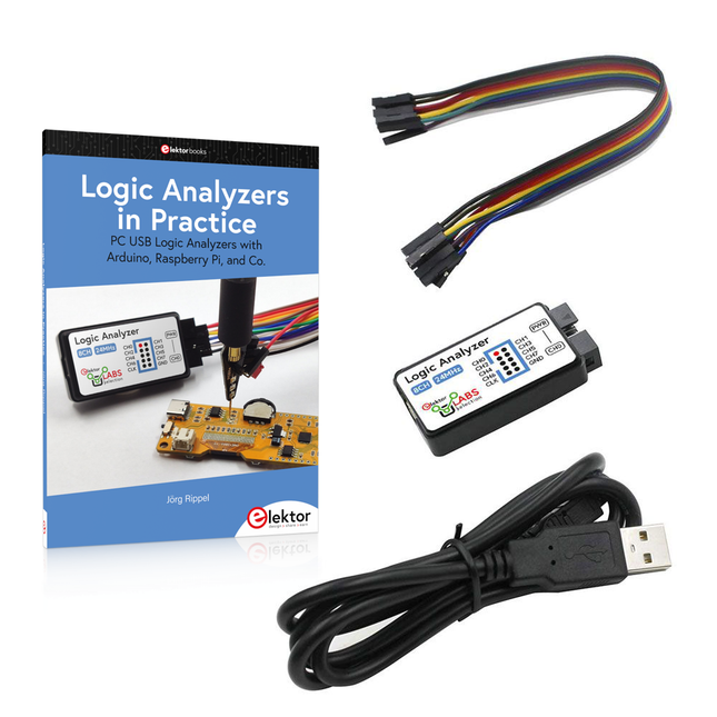 Bundle: Logic Analyzers in Practice (Book) + USB Logic Analyzer (8-ch, 24 MHz)
