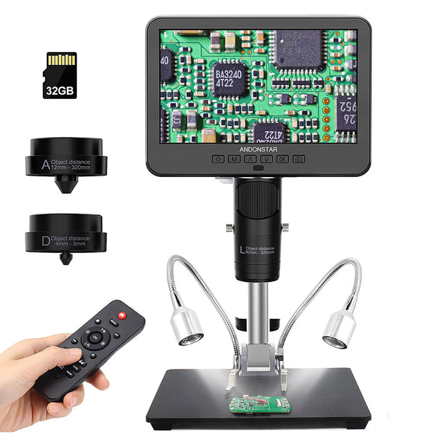 Andonstar AD246S-M 3-Lens HDMI Digitale Microscoop met 7` LCD-scherm